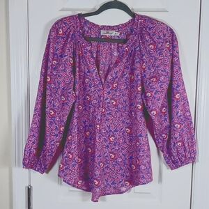 Vineyard Vines Lightweight V-Neck Long Sleeves Blouse NWOT Size Small Purple/Red